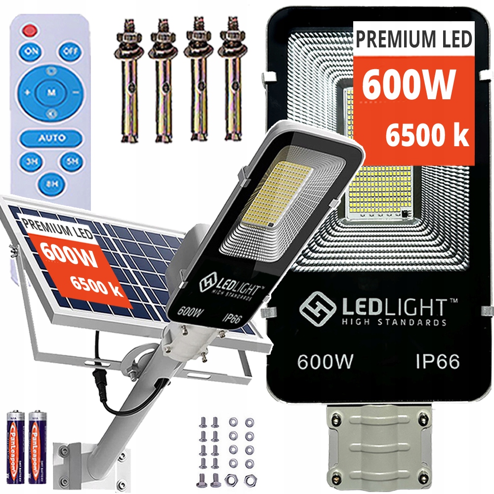 Pouličné LED svietidlo 1500 W 15000 lm na solárne napájanie